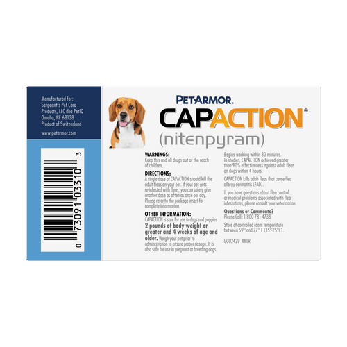 Petarmor Capaction Fast-Acting Oral Flea Treatment for Medium & Large Dogs (25+ Lbs 6 Doses)