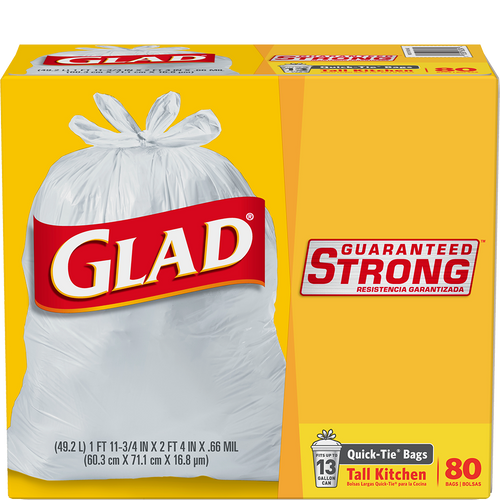 Glad Tall Kitchen Quick-Tie Bags 13 Gallon 90 Ct. (13 Gallon)