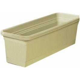 Windowbox Planter & Saucer, Plastic, Olive Green, 30-In.