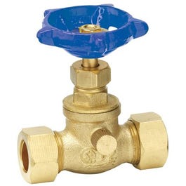 Stop Valve Plus Drain Cap, Lead-Free Brass, 1/2-In. Compression