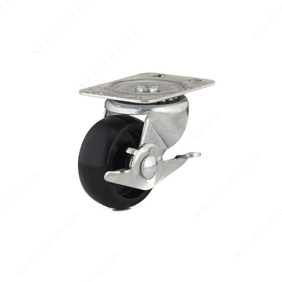 Richelieu Hardware Polypropylene Wheel Swivel Plate Caster with Brake, 125 Lb, 2