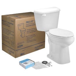 Complete Toilet-To-Go Kit, Low-Flow, White, Round Bowl