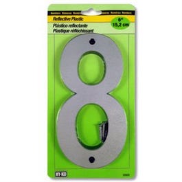 Address Number, Reflective Plastic, 6-In., 8