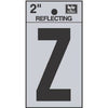 Address Letters, Z, Reflective Black/Silver Vinyl, Adhesive, 2-In.