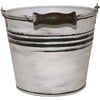 Planter With Handle, Banded Metal, Rustic White, 6-In.