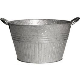 Tub Planter With Handles, Round, Galvanized Metal, 16-In.