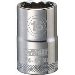 Metric Shallow Socket, 12-Point, 1/2-In. Drive, 16mm