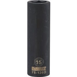 Metric Deep Impact Socket, 6-Point, Black Oxide, 1/2-In. Drive, 15mm