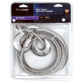 Tow Cable With Slip Hooks, Galvanized, 5/16-In. x 20-Ft.