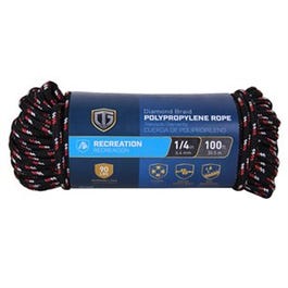 Polypropylene Rope, Diamond Braided, Assorted Colors, 1/4-In. x 100-Ft.