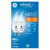 Refresh HD Decorative LED Light Bulbs, Candelabra Base, Daylight, Clear, 300 Lumens, 4-Watts, 2-Pk.