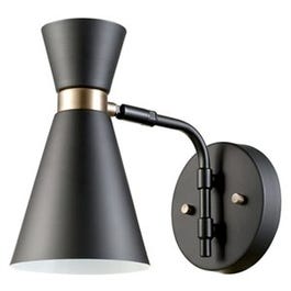 Belmont Collection Wall Sconce, Black Finish With Gold Accents