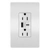 USB Charger Wall Plate With Duplex Outlet, Type A/C, White, 6.0A, 15-Amp