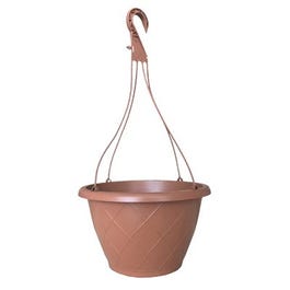 Hanging Basket With Saucer, Light Terra Cotta Plastic, 12-In.