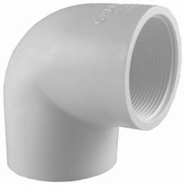 Pipe Elbow, Slip x Female Thread, 90-Degree, White, 1-In.