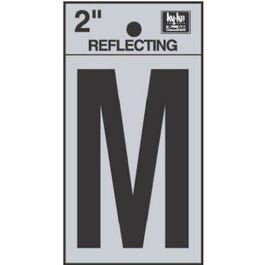 Address Letters, M, Reflective Black/Silver Vinyl, Adhesive, 2-In.