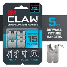 3M CLAW™ 15 lb. Drywall Picture Hanger With Spot Markers (1 pack)