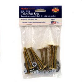 Toilet Bolt, Brass, 1/4 x 2-1/4-In., 10-Pk.