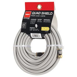 Quad Shield RF6 Coaxial Cable, Gray, 18-AWG, 25-Ft.