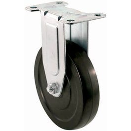 Rigid Plate Caster, Rubber Wheel, 5-In.