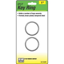 Split Key Ring, Brass-Plated, 1-In., 2-Pk.