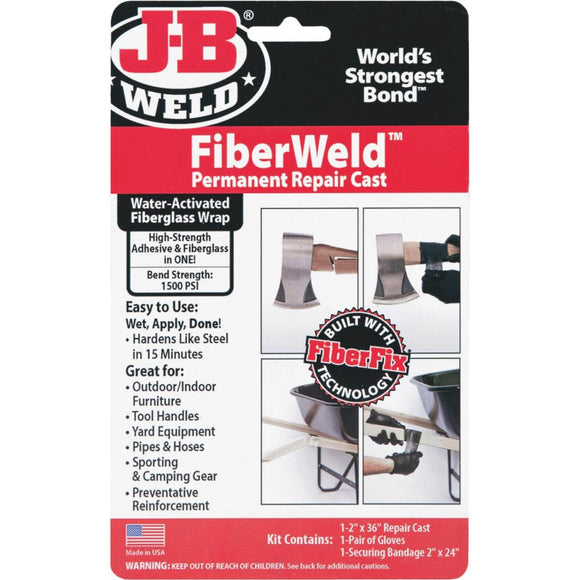 J-B Weld FiberWeld Permanent Repair Cast 2 In. x 36 In. Black Fiberglass Wrap