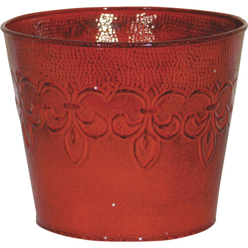 Robert Allen Fleur De Lis 6 In. Metal Cayenne Red Planter