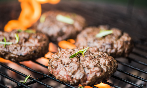 Hamburger on grill