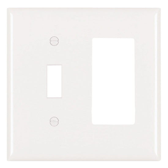 Pass & Seymour Trademaster Plate 2-Gang 1toggle 1 Decorator White (2 Gang, White)