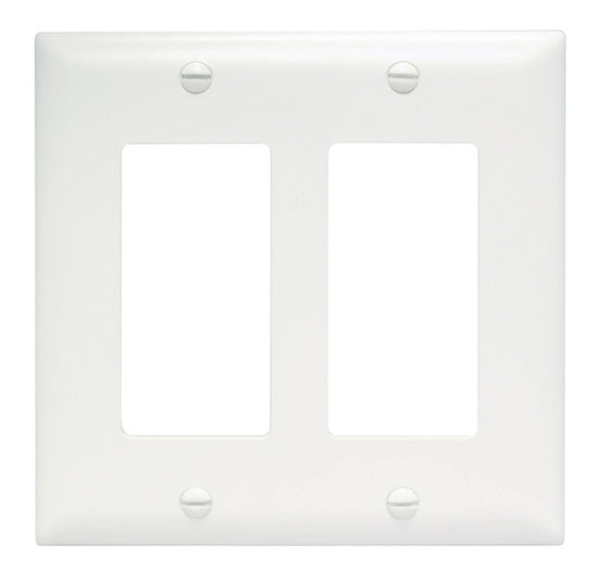 Pass & Seymour Thermoplastic Two Gang Decorator Wall Plate, White (2 Gang, White)