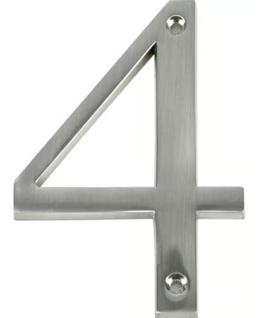 Hillman Distinctions Flush Mount House Number 4 Nickel (4