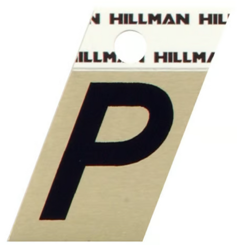 Hillman Adhesive Angle-Cut Letter P Black and Gold (1-1/2)