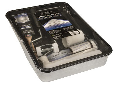 EasyCare 8-Pc Paint Tray Set Metal Tray Brush 3 & 9 Rollers