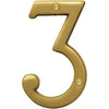 Hy-Ko Prestige Series 4 In. Brushed Brass House Number Three
