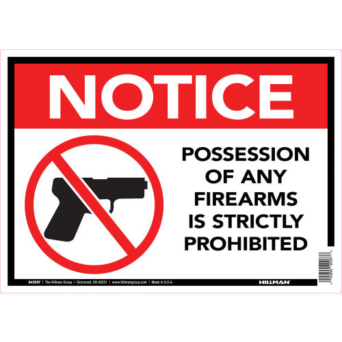 Hillman Firearms Prohibited Sign (10 x 14)